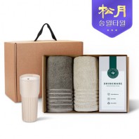 송월타올 리빙 기프트세트 7 (호텔컬렉션 필라라인40 2P + 커피텀블러709ml 1P)