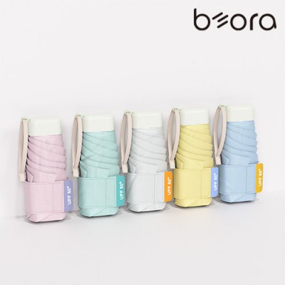 BOR 065 밀키 포켓 투톤 초경량 미니 컬러암막 5단 6K 양우산