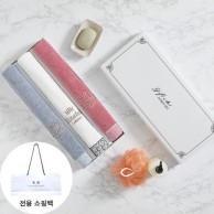 [트래블잇] 프리미엄 화이트 엘리자베스 다이아 30수180g 호텔수건 3매입 선물세트+전용 쇼핑백