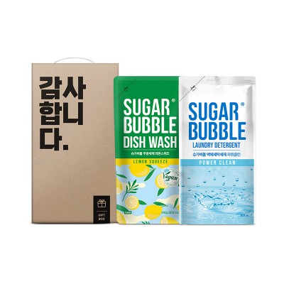 슈가버블 비건 레몬 주방 세탁 2종(비건 주방300 세탁세제300)