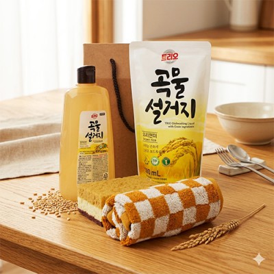 애경 곡물 주방세제 500g 용기 리필 4종세트