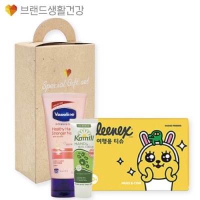 브생건611호 3종세트(카밀 핸드크림+바세린 핸드크림+크리넥스 카카오티슈)