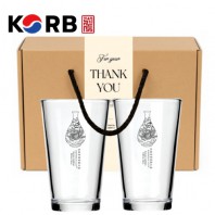 한국전통 K컬쳐 조선 백자청화 샤이닝 글라스컵 480ml 2P 선물세트