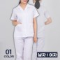 화이트 카라 반팔 위생복 상의 남성 여성 단체 조리 유니폼