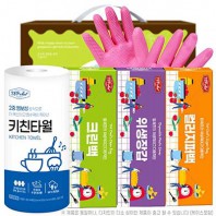 키친타올 크린백 위생장갑 컬러지퍼백 고무장갑 주방용품 5종세트