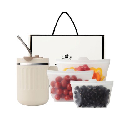 웰세스 이중진공 스텐머그컵 [W6705] + 실리콘 지퍼백 3종 세트