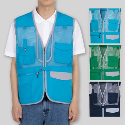 남자 여자 쿨톤배색 망사 스텝 조끼 (S-4XL)
