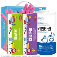크린백 위생장갑 키친타올 고무장갑 4종세트