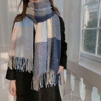 로페리아 여성용 체크 패턴 숄 스카프 넥워머 목도리(0216791)