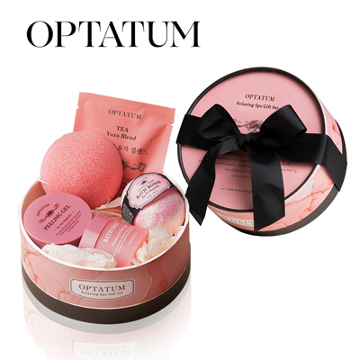 옵타움 OPTATUM 릴랙싱 스파 5종 선물세트(배쓰솔트,배쓰밤,필링젤,스폰지,유자티)