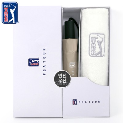 PGA 3단 완전자동 암막 세이프티 우양산+170g면사타올세트