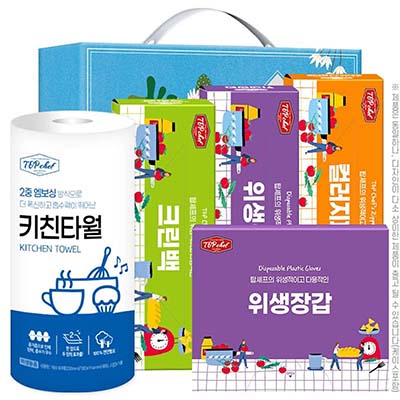 키친타올 크린백 위생장갑 컬러지퍼백 정사각위생장갑 5종세트