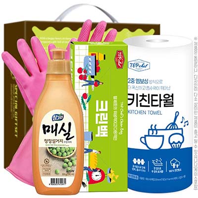 고무장갑32cm 참그린매실300용기 크린백 키친타올 4종 중